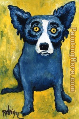 blue dog painting - Unknown Artist blue dog art painting